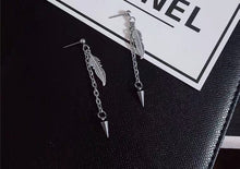 이미지를 갤러리 뷰어에 로드 , 한국 스타일 펑크 스틸 체인 스터드 깃털 스파이크 귀걸이 6.5-7cm
