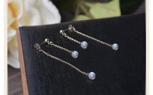 이미지를 갤러리 뷰어에 로드 , 골드/실버 스테인레스 스틸 5mm AAA 크리스탈 천연 래브라도라이트 귀걸이 6cm
