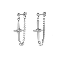 Load image into Gallery viewer, Stainless Steel Four Pointed Star 3.8x5mm Chunky Cuban Chain Gothic Stud Earrings 5-5.5cm
