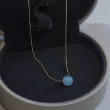 Load image into Gallery viewer, S925 Minimalist Single Gemstone AAA Blue Natural Aquamarine Crystal Necklace 16-18inches
