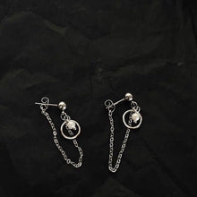 Load image into Gallery viewer, Korean Surgical Steel 10mm Circle Ring 4mm Crystal Pearls Chain Earrings Front To Back
