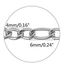 Load image into Gallery viewer, Minimalist Solid Stainless Steel Bracelet Figaro Chain 6/7/8 Inches with Extender
