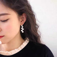 Load image into Gallery viewer, Korean Style 18K Gold Plated /Surgical Steel Natural Keshi 6-8mm Baroque Pearls Flat Side Flora Earrings Bridal and Bridesmaid Gifts
