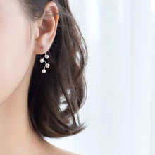 Load image into Gallery viewer, Silver/Gold Plated Steel Korean Style 5mm Crystal Pearls Flower Handmade Elegant Studs Earrings
