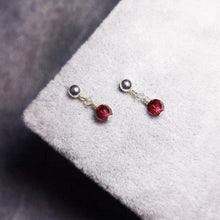 Load image into Gallery viewer, Surgical Steel Single 4mm Natural Garnet/Amethyst Earrings
