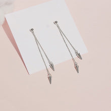 Load image into Gallery viewer, Korean Fashion Kpop Style 12mm Solid Steel Spike 1.1mm Chain Earrings 6cm
