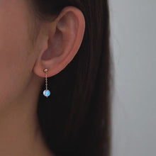 이미지를 갤러리 뷰어에 로드 , 골드 도금/실버 5mm 미니 천연 래브라도라이트 스터드 스틸 귀걸이 3cm 미니멀리스트
