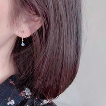 이미지를 갤러리 뷰어에 로드 , 골드 도금/실버 5mm 미니 천연 래브라도라이트 스터드 스틸 귀걸이 3cm 미니멀리스트
