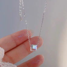 Load image into Gallery viewer, S925 6mm Mini Clear Ab Rainbow Cube Necklace 16-18inches
