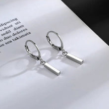 将图片加载到图库查看器，Dangle/ Hoop Solid Stainless Steel 15mm Small Rectangle Charm Bar Earrings
