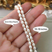 Load image into Gallery viewer, S925 Spring Ring 5mm Oval Rice Natural Pearls Necklace ~16-18inches
