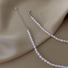 Load image into Gallery viewer, S925 Spring Ring 5mm Oval Rice Natural Pearls Necklace ~16-18inches
