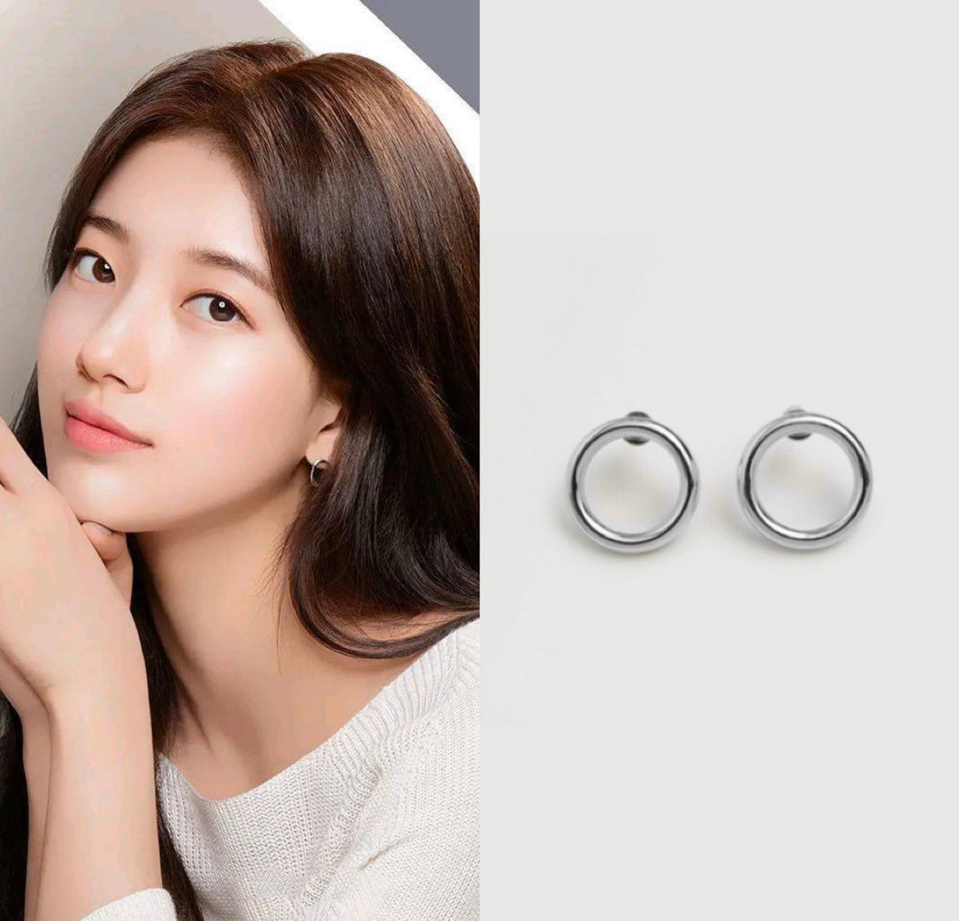 Geometric Circle Korean Style 13mm Surgical Steel Stud Earrings