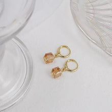 Load image into Gallery viewer, Minimalist 18K Gold Plated 6mm Mini Sugar Cube ClearAB/Champagne/Purple/Blue Lever Back Small Huggie Earrings
