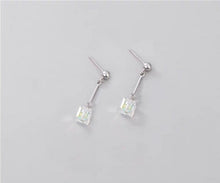 Load image into Gallery viewer, Surgical Steel 2.5/5cm 6mm Clear Ab Rainbow Cube Earrings Stud
