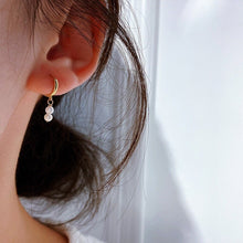 Load image into Gallery viewer, Minimalist Silver Plated/18K Gold Plated Double 3mm Tiny Button Pearls Hoop Huggie Earrings
