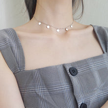 이미지를 갤러리 뷰어에 로드 , 8mm 원형 참 목걸이가 포함된 스테인레스 스틸 초커 케이블 체인 14-16인치
