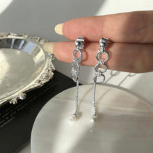 Load image into Gallery viewer, Korean Fashion Kpop 5mm Circle Ring Punk Crystal Pearls Stainless Steel Earrings 6cm
