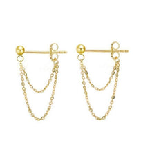 이미지를 갤러리 뷰어에 로드 , 미니멀리스트 18K 골드 도금 더블 체인 귀걸이 5cm
