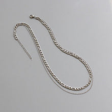 Load image into Gallery viewer, Minimalist BTS Kpop Style Double Chain Figaro and Cable Chain Solid Surgical Stainless Steel Necklace 16/18/20 Inches
