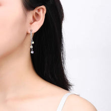 이미지를 갤러리 뷰어에 로드 , 스테인레스 스틸 6mm 오스트리아 크리스탈 클리어 Ab 레인보우 슈가 큐브 3 레이어 귀걸이 5cm
