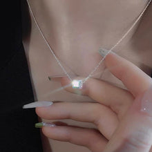 Load image into Gallery viewer, S925 6mm Mini Clear Ab Rainbow Cube Necklace 16-18inches
