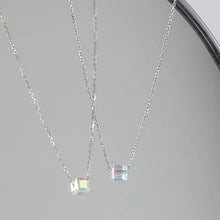 Load image into Gallery viewer, S925 6mm Mini Clear Ab Rainbow Cube Necklace 16-18inches
