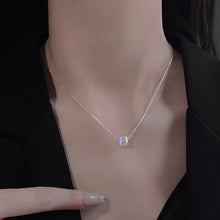 Load image into Gallery viewer, S925 6mm Mini Clear Ab Rainbow Cube Necklace 16-18inches
