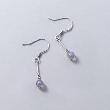 Load image into Gallery viewer, Minimalist Surgical Steel 1cm Stick Connector 5mm Labradorite Earrings 3cm
