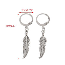 Load image into Gallery viewer, Gothic Punk Hoop Lever Back 3cm Feather Steel Earrings 4cm
