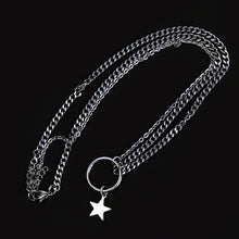 Load image into Gallery viewer, Cable Cuban Chain Star Necklace, 18 inches with a 2-inch extender, stylish and versatile jewelry.
