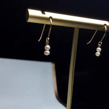 Load image into Gallery viewer, Minimalist 18K Gold Plated 3mm Tiny Button Pearls Small Dangle Dainty Earrings
