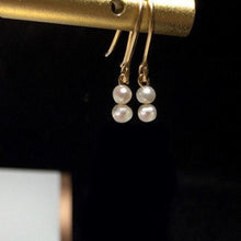 Load image into Gallery viewer, Minimalist 18K Gold Plated 3mm Tiny Button Pearls Small Dangle Dainty Earrings
