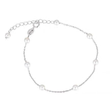 Load image into Gallery viewer, S925 Silver AAA 3mm Natural Freshwater Button Pearls Dainty Chain Bracelet 6/7/8 Inches +~0.5 Inch Extender
