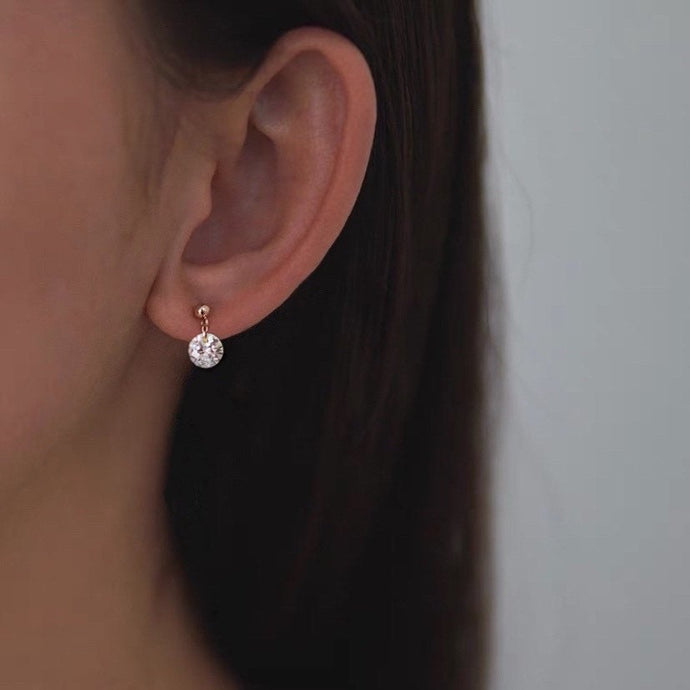 18K gold plated or surgical stainless steel minimalist stud earrings with 3 AAAA cubic zirconia stones, 5mm each, perfect for adding a touch of sparkle and sophistication to any outfit.