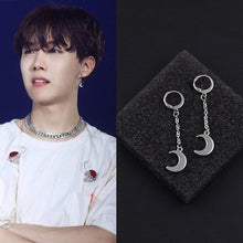 Load image into Gallery viewer, Hoop/ Stud Kpop Style BTS Inspired Earrings Solid Stainless Steel Moon
