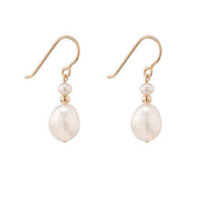 Load image into Gallery viewer, 18K Gold Plated Freshwater Pearl Earrings, 4mm Round Studs or 5x8mm Oval Dangles, Wedding Bridal Jewelry
