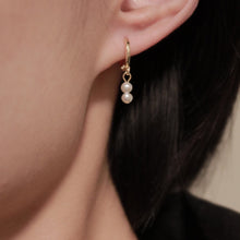 Load image into Gallery viewer, Minimalist Silver Plated/18K Gold Plated Double 3mm Tiny Button Pearls Hoop Huggie Earrings
