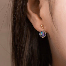 이미지를 갤러리 뷰어에 로드 , 한국 18k 골드 도금 투명 오로라 보레알리스 연마 오스트리아 비즈 스터드 8mm 귀걸이
