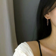 이미지를 갤러리 뷰어에 로드 , 미니멀리스트 18K 골드 도금 더블 체인 귀걸이 5cm
