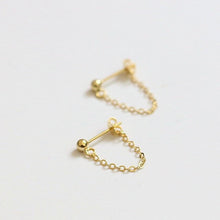 이미지를 갤러리 뷰어에 로드 , 한국 패션 미니멀리스트 18K 골드 도금 체인 스터드 귀걸이 2.5cm
