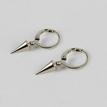 Load image into Gallery viewer, Korean Style Punk Kpop 12mm Mini Solid Seamless Steel Spike Earrings Hoop Lever Back
