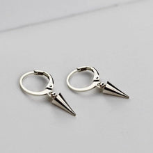 Load image into Gallery viewer, Korean Style Punk Kpop 12mm Mini Solid Seamless Steel Spike Earrings Hoop Lever Back
