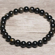 Load image into Gallery viewer, Natural Natural Golden Obsidian Grade AAA Round Gemstone Beads Elastic Stretch String Bracelet
