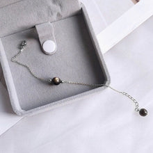 이미지를 갤러리 뷰어에 로드 , S925 천연 황금 흑요석 AAA 5-6mm 작은 원형 구슬 팔찌 6/7/8인치 확장 장치 포함
