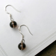 Load image into Gallery viewer, S925 8/10mm Natural Smoky Quartz Dangle Crystal Earrings
