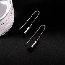 Load image into Gallery viewer, Minimalist Korean Fashion 1.5 Stainless Steel Rectangle Charm Bar Threader Earrings 7cm
