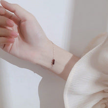 将图片加载到图库查看器，S925 Tiny 3mm Natural Brazil Red Garnet Chain Bracelet 6/7/8 Inches with Extender Minimalist Birthstone
