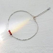 将图片加载到图库查看器，S925 Tiny 3mm Natural Brazil Red Garnet Chain Bracelet 6/7/8 Inches with Extender Minimalist Birthstone
