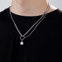 Load image into Gallery viewer, Cable Cuban Chain Star Necklace, 18 inches with a 2-inch extender, stylish and versatile jewelry.
